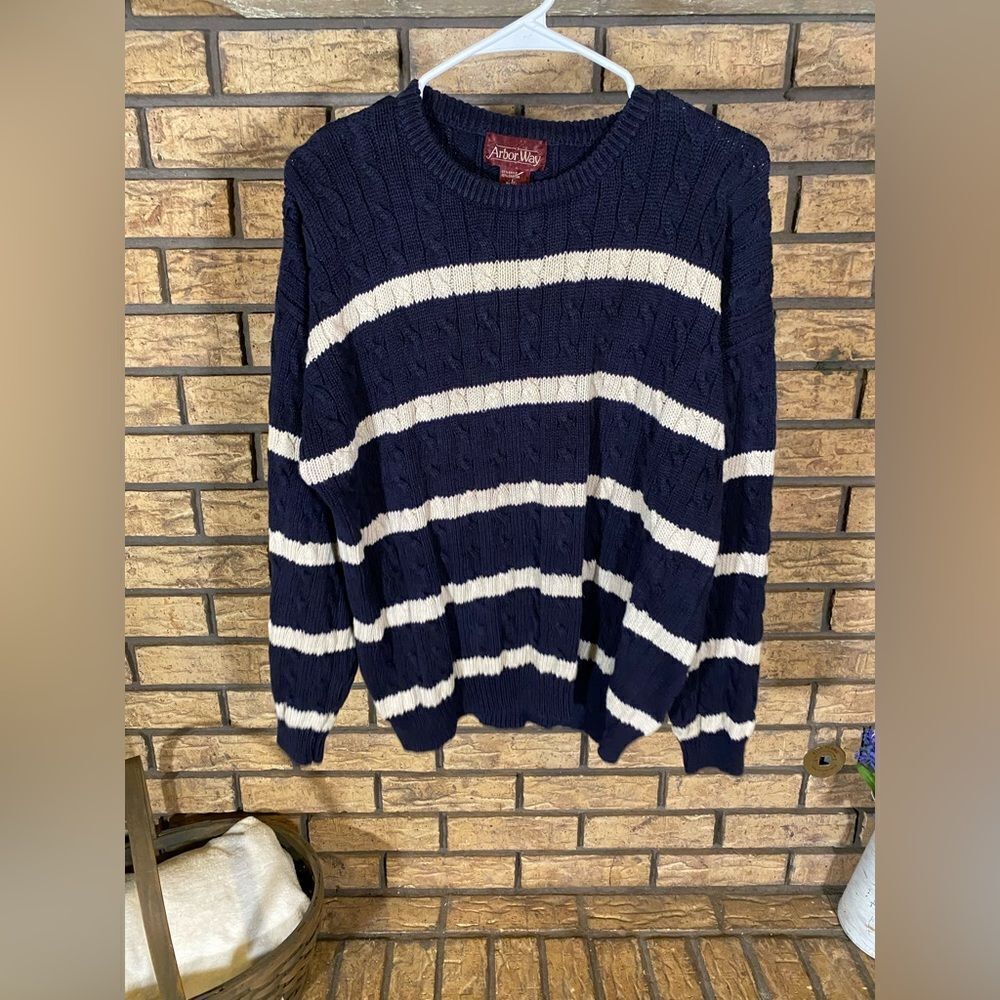 Arbor way‎ blue and cream knit sweater